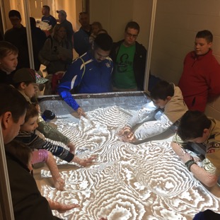 Kids playing in the AR Sandbox