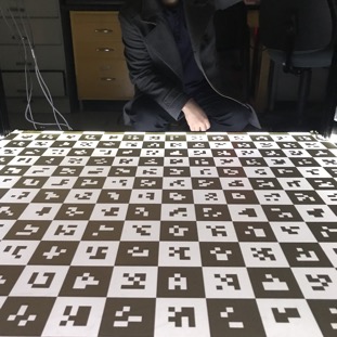 Close up of the backlit caltag pattern used for calibrating
