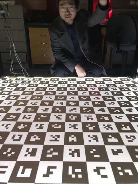 Close up of the backlit caltag pattern used for calibrating